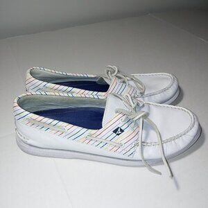 - Sperry Top Side Authentic Original Pride Boat Shoes White Leather Size 13